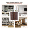 6' Tall Wicker Weave 4 Panel Room Divider Wall Divider, Brown