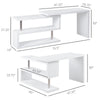 L-Shaped Desk, Versatile Office Desk, Corner Desk with 360Â° Rotating Design and S-Shaped Storage Shelf, L-Shaped Computer Desk, White