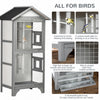 Wooden Outdoor Bird Cage, Featuring a Large Play House with Removable Bottom Tray 4 Perch, Light Grey