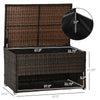 Outdoor Deck Box & Waterproof Shoe Storage, PE Rattan Wicker Towel Rack with Liner for Indoor, Outdoor, Patio Furniture Cushions, Pool, Toys, Garden Tools, Brown