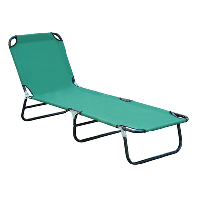 Portable Outdoor Sun Lounger, Lightweight Folding Chaise Lounge Chair w/ 5-Position Adjustable Backrest for Beach, Poolside and Patio, Green