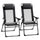Set of 2 Portable Folding Recliner Outdoor Patio Chaise Lounge Chair with Adjustable Backrest, Black