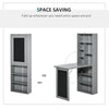 Fold Down Desk Convertible Folding Desk With Blackboard And Side Shelf Multi-Function Computer Office Workstation Grey