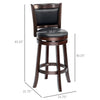 Classic Bar Stool Swivel Barstool with PU Leather Upholstered Mid-Back and Footrest, 30.25 Inch Seat Height, Black