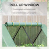 Raised Garden Bed with Mini Greenhouse, Steel Outdoor Planter Box with Plastic Cover, Roll Up Window, Dual Use for Flowers, Fruits, Green