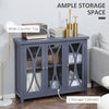Modern Kitchen Sideboard, Buffet Cabinet with 2 Storage Cupboard, Glass Doors for Living Room, Bedroom, Grey