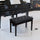 Traditional Country Birchwood Faux Leather Padded 2 Person Piano Bench, Black
