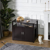 Wooden Cat Litter Box Enclosure Furniture with Adjustable Interior Wall & Large Tabletop for Nightstand  Brown