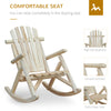 2 Piece Wooden Adirondack Rocking Chair Set, Outdoor Rustic Log Rocker with Slatted Design for Patio, Burlywood