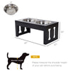 23" Modern Decorative Dog Bone Wooden Heavy Duty Pet Food Bowl Elevated Feeding Station - Black