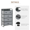 5-Drawer Dresser Tower 4-Tier Storage Organizer with Steel Frame Wooden Top for Bedroom Hallway Closets Grey