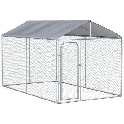 Dog Kennel Heavy Duty Playpen with Galvanized Steel Secure Lock Mesh Sidewalls and Waterproof Cover for Backyard & Patio, 13' x 7.5' x 7.5'