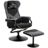 Recliner Chair with Ottoman, Velvet Upholstered Video Gaming Chair, Racing Styled Swivel Recliner with Footrest and Lumbar Support, Grey/Black