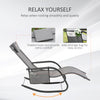 Outdoor Rocking Chair, Patio Sling Sun Lounger, Pocket, Recliner Rocker, Lounge Chair with Detachable Pillow for Deck, Garden or Pool, Grey