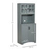 Freestanding Kitchen Pantry Cabinet, Tall Kitchen Storage Cabinet with Glass Framed Door and Microwave Space, Accent Kitchen Pantry, Grey