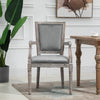 Velvet Dining Chair Vintage Dining Room Chair High Back Dining Chair with Armrests Smooth Fabric Solid Wood Legs for Dining Room - Grey