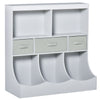 Toy Chest Kids Cabinet Freestanding Storage Organizer Children Bookcase Display Shelf Wardrobe for Toys Books Bedroom with Drawers, Grey