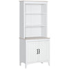 69" Kitchen Buffet Hutch with 3-Tier Shelving, Freestanding Storage Pantry Cabinet, Sideboard with Shelves and Open Countertop, White
