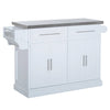 Portable Multi-Storage Rolling Kitchen Island Storage Cart with Stainless Steel Top, White