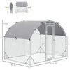Galvanized Large Metal Chicken Coop Cage Walk-in Enclosure Poultry Hen Run House Playpen Rabbit Hutch with Cover 9.2' x 6.2' x 6.5' Silver