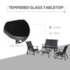 4 Pieces Patio Furniture Set, Outdoor Conversation Set with 2-Person Glider, Single Sling Chair and Glass Coffee Table for Lawn, Black