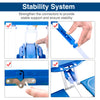 Camping Table with 4 seat Portable Foldable Picnic Table Set with Four Chairs and Umbrella Hole, Aluminum Fold Up Travel Picnic Table, Blue