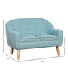 2-Seat Kids Sofa Linen Fabric and Wooden Frame Sofa for Kids and Toddlers Ages 3-6, 11" High Seat, Blue