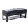 44" Tufted Faux Leather Ottoman Storage Bench with Shoe Rack - Black | Aosom