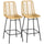 Set of 2 Rattan Barstools Wicker Counter Stools with Steel Legs and Footrest for Dining Room Kitchen Pub Yellow