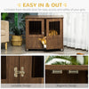 Furniture Style Dog Crate, Wooden & Wire End Table, Small & Medium Pet Crate with Magnetic Double Door Indoor Decorative Dog Kennel Cage, Brown