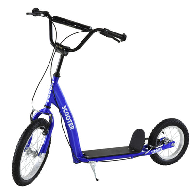 Youth Scooter Ride On Toy with Adjustable Handlebar, Dual Brakes, and Inflatable Wheels For Kids 5+ - Blue