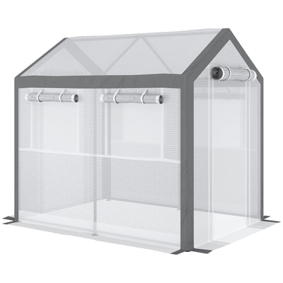 8' L x 6' W x 7' H Outdoor Walk-In Tunnel Greenhouse with Roll-up Windows, 2 Zippered Doors, & Weather Cover