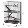 50"H 5-Tier Steel Plastic Small Animal Pet Cage Kit for Little Rabbit Guinea Pig with Wheels, Brakes, hammock, Removable Tray - Silver Grey