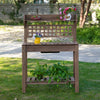 39'' Wooden Garden Potting Bench Work Table with Hidden Storage, Sliding Tabletop, Below Clapboard, Upper Shelf, Brown