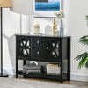 Modern Sideboard Buffet with Glass Door, Buffet Cabinet with Adjustable Shelves, 2 Drawers and Open Shelf for Dining Room, Buffet Table, Black