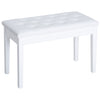 Traditional Country Birchwood Faux Leather Padded 2 Person Piano Bench, White