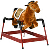 Ride on Horse, Kids Spring Rocking Horse, Interactive Horse with Realistic Sounds for 5-12 years old, Light Brown