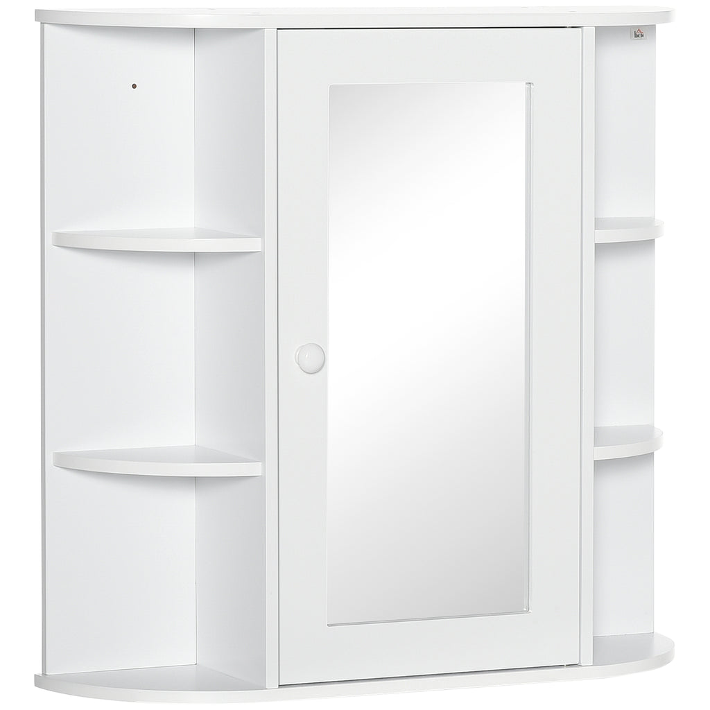 Over-the-Sink Bathroom Storage Organizer Cabinet with Mirrored Door and Multiple Shelves  White