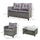 4-piece Outdoor Patio Rattan Furniture Set with 2 Chairs  1 Double Couch  & a Coffee Table & Cushions  Onyx
