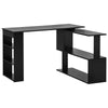 360° Rotating Home Office Desk L Shaped Corner Computer Desk with Storage Shelves, Writing Table Workstation, Black