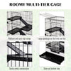 32"L 6-Level Small Animal Cage Rabbit Hutch with Universal Lockable Wheels, Slide-out Tray for Bunny, Chinchillas, Ferret, Black