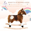 Kids Rocking Horse Toy Kids Plush Rocking Horse Pony Plush Animal Rockers With Realistic Sounds For Children Over 3 Years Old Brown