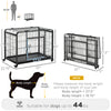 Metal Dog Crate Heavy Duty Kennel with Removable Tray 4 Wheels & Folding Design Grey