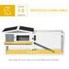 Rabbit Hutch 2-Story Bunny Cage Small Animal House with Slide Out Tray, Detachable Run, for Indoor Outdoor, 61.5" x 23" x 27", Light Grey
