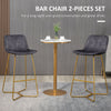 Bar Stools, Bar Stools with Backs, Velvet-Touch Fabric, Steel Legs for Kitchen, Bar, Bar Height Bar Stools, Grey