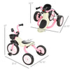 Foldable Kids Ride on Bike Tricycle with a Timeless Classic Color Design & a Front Basket for Storage - Pink