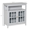 Kitchen Sideboard, Storage Buffet Cabinet with Open Shelf, Glass Door Cabinet and Adjustable Shelf for Living Room, Grey