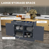 Rolling Kitchen Island with Drop Leaf Wood Breakfast Bar, Farmhouse Kitchen Cart with 2 Drawers, Adjustable Shelves for Dining Room, Dark Gray
