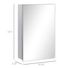 Wall Mounted Bathroom Medicine Cabinet Mirrored Cabinet with Hinged Door 3-Tier Storage Shelves Silver