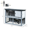 43" L Wooden Rabbit Hutch Bunny Cage Small Animal House Enclosure with Ramp, Removable Tray and Weatherproof Roof for Outdoor, Grey